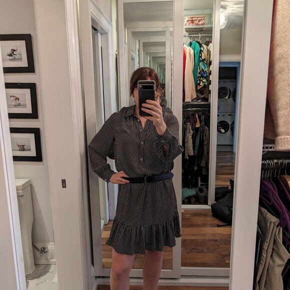 Tommy Hilfiger New Black and White Spotted Baby Doll Dress - Picture 2 of 4